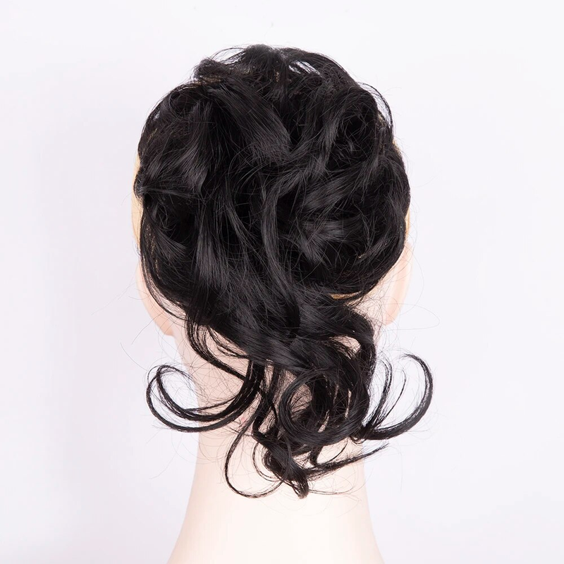Sintético bagunçado bun pedaço scrunchie despenteado updo extensões de cabelo encaracolado ondulado rabo de cavalo chignon com elástico para mulher_voghion.com
