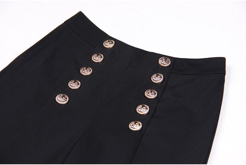 Women's clothing new fashion double-breasted rivet concealed button loose straight pants women's trousers casual commuting supply_voghion.com