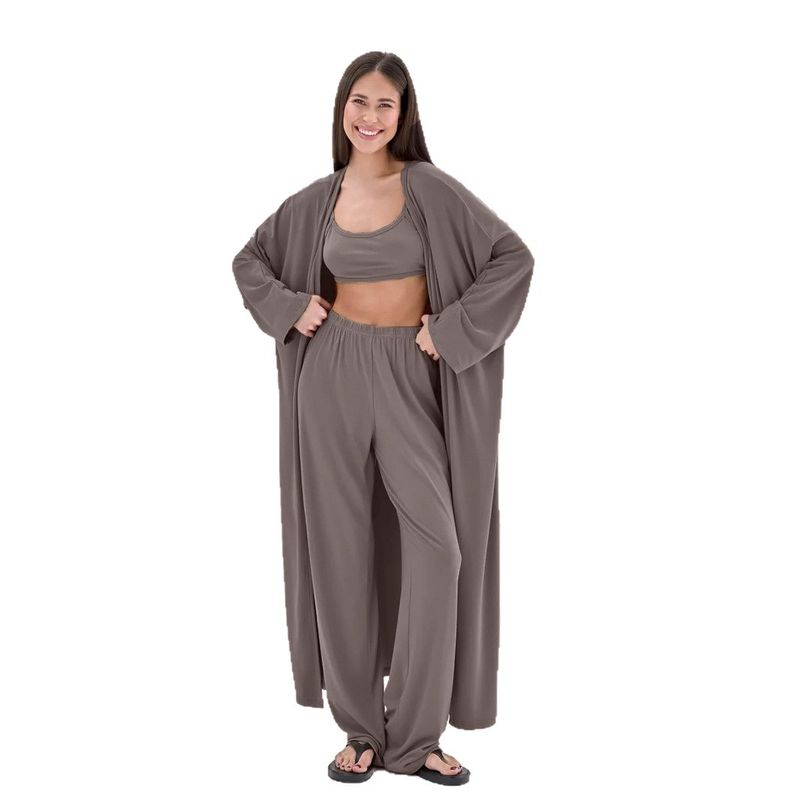 2025 Lazy Style Loose Cardigan Kurzer Rock für Damen mit Leibchen und langen Hosen Dreiteiliges Set_voghion.com