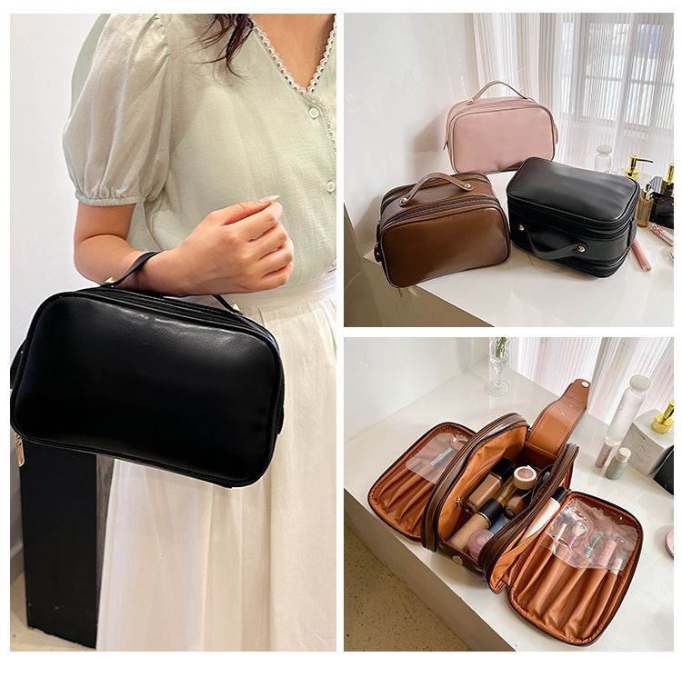 2023 New Makeup Portable, Large Capacity, Fashionable Handheld Skincare Products Storage Multi functional Solid Color_voghion.com
