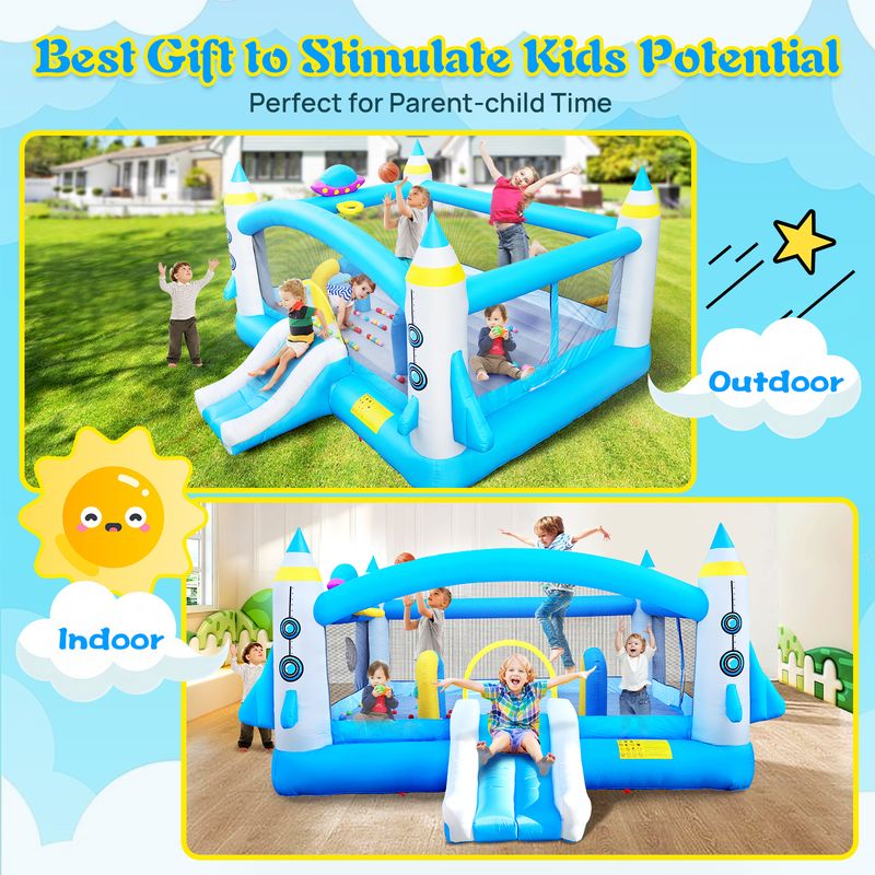 Multifunctional Jump 'n Slide Inflatable Bouncer For Kids Complete Setup With Blower - 198" X 180" Play Area - 96" Tall_voghion.com