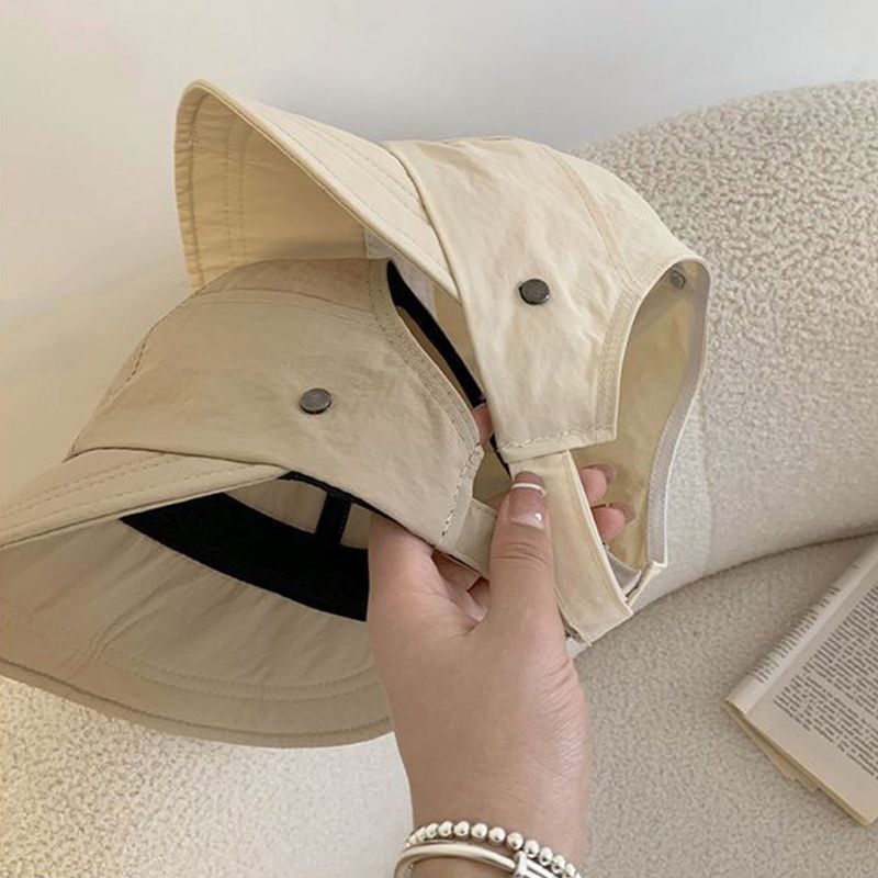 Nieuwe aankomsten Mode Lege Top Brede Rand Voor Anti UV Zonwering Vrouwen Vrijetijdsbesteding Verstelbare Buiten Strand Cap Vissershoed_voghion.com
