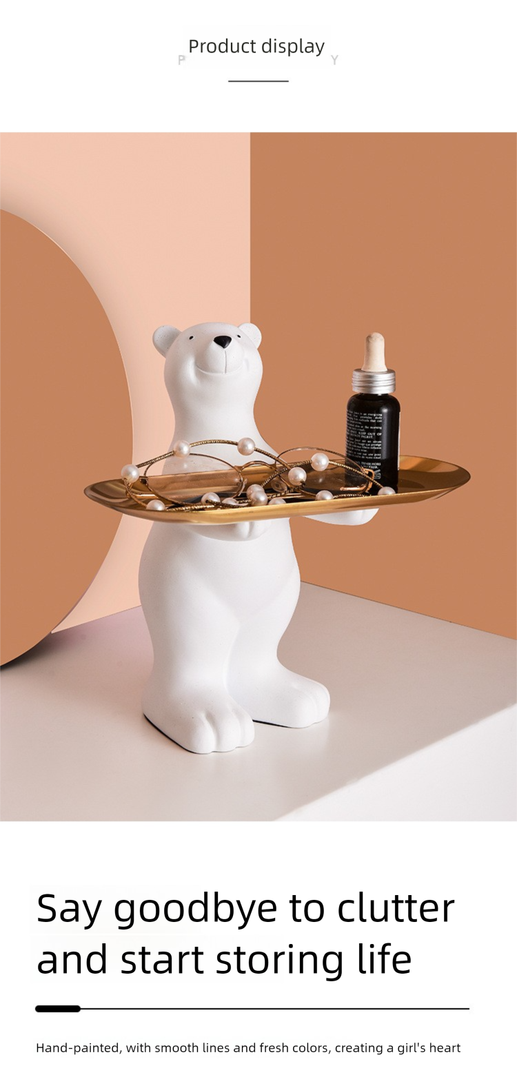 Creative Polar Bear Floor Ornament Living Room Entryway Tray Hotel TV Cabinet Home Decoration Storage Fruit Plate_voghion.com