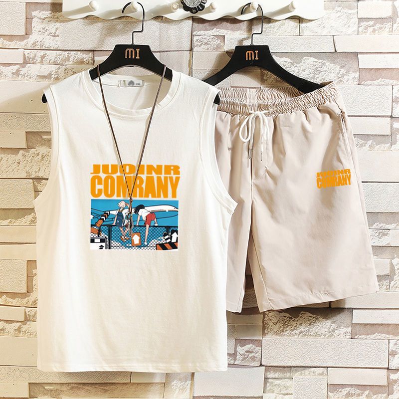 Men's Sports Casual Suit Couples All-Match Loose Round Neck Vest With Five-Point Shorts_voghion.com