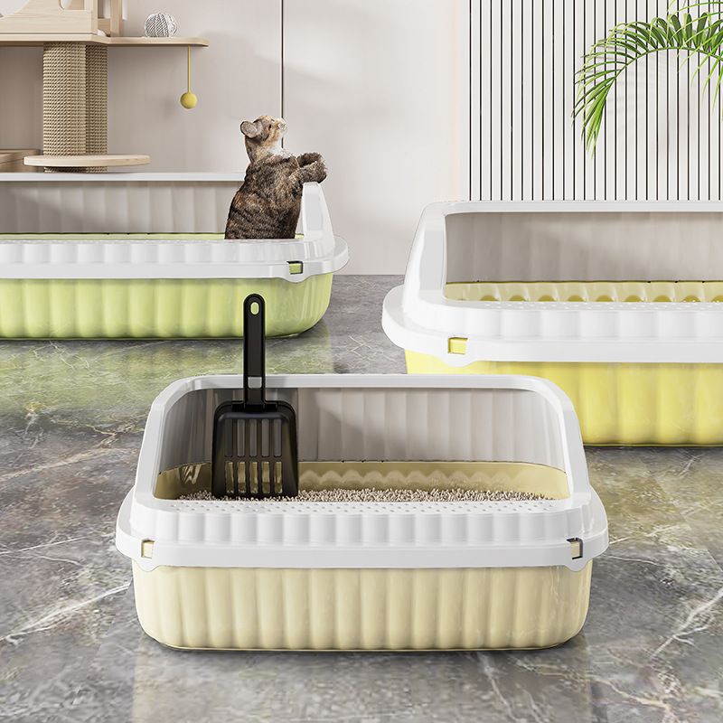 Extra Large Semi-Enclosed Anti-Splash Tray Supplies Litter Pan Cat Waste Box_voghion.com