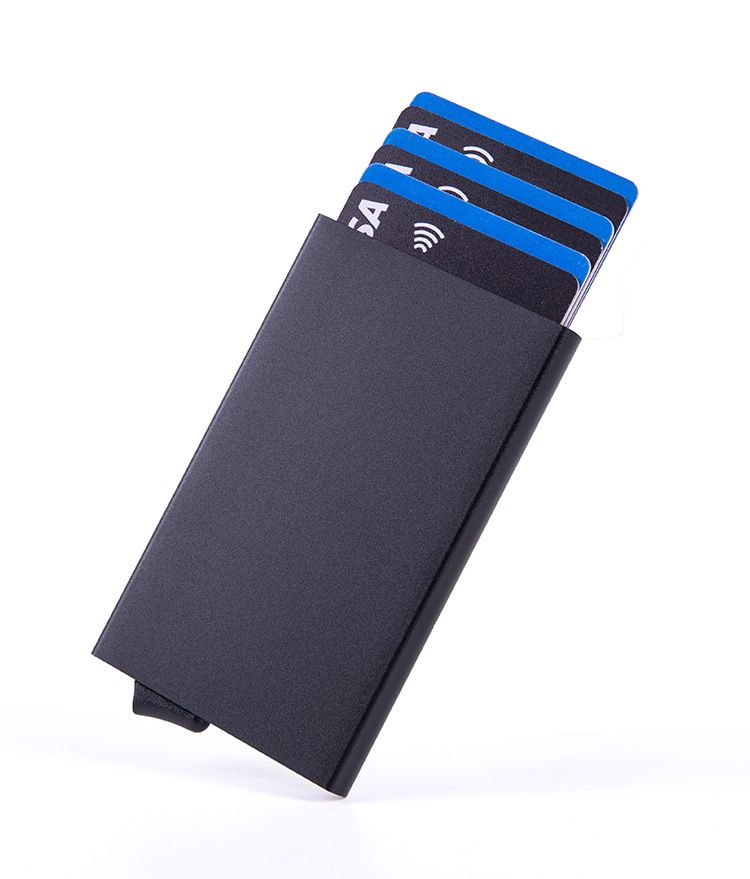 Ultra-Slim RFID-Blocking Metal Card Holder – Push-Up Multi-Slot Aluminum Wallet For Credit Cards & IDs, Anti-Theft & Minimalist Design_voghion.com