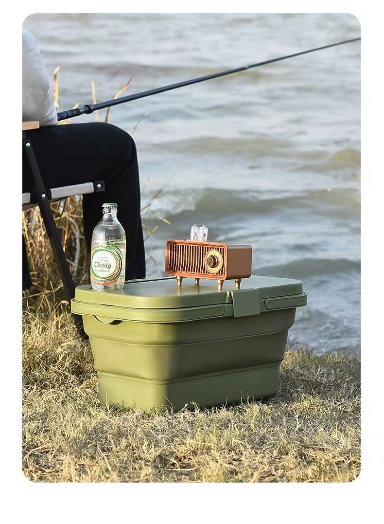 Utendørs sammenleggbar oppbevaringsboks Vår camping sammenleggbar bord piknik bærbar oppbevaringskurv Picnikkurv leveres med lite bordbrett_voghion.com