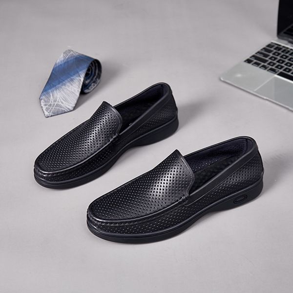Mocassini comodi da uomo in vera pelle traforata e traspirante, modello Hollow Casual 2025, estivi e slip-on_voghion.com