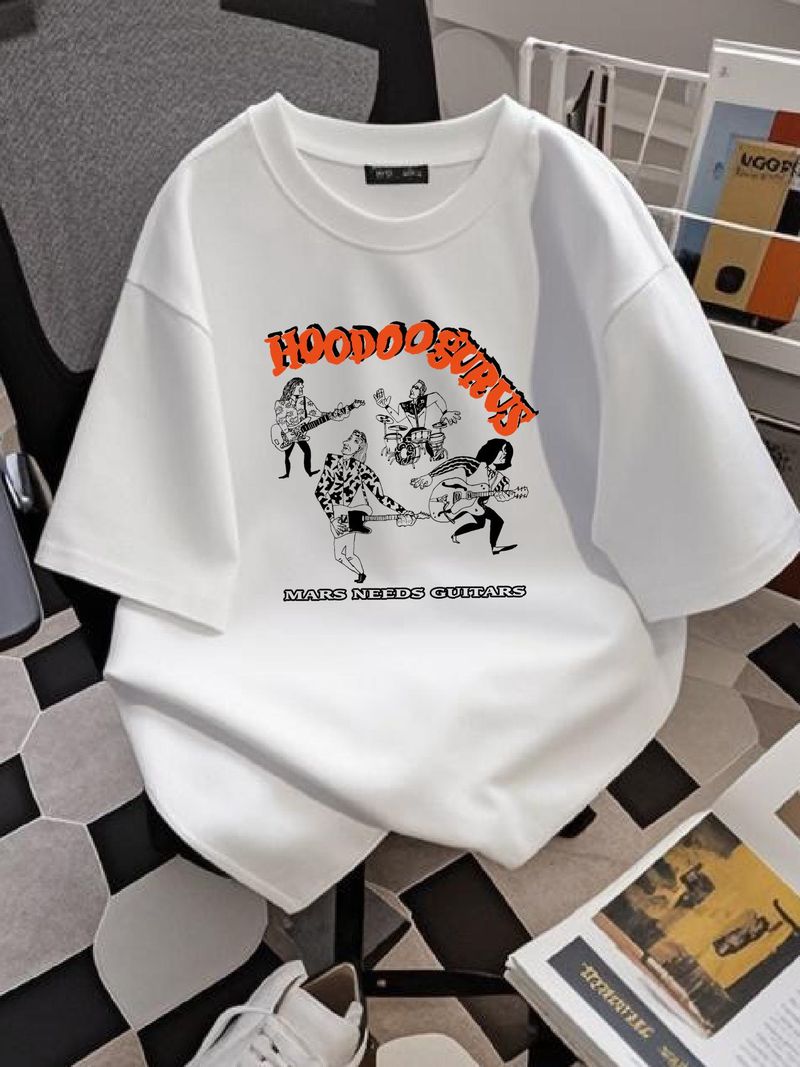 Rzadki Hoodoo Gurus Mars Needs Guitars 1985 Biały T-shirt od S do 5XL Prezent dla fanów TM793 Miękka rozciągliwa uniwersalna wygodna swobodna oddychająca odzież uliczna_voghion.com