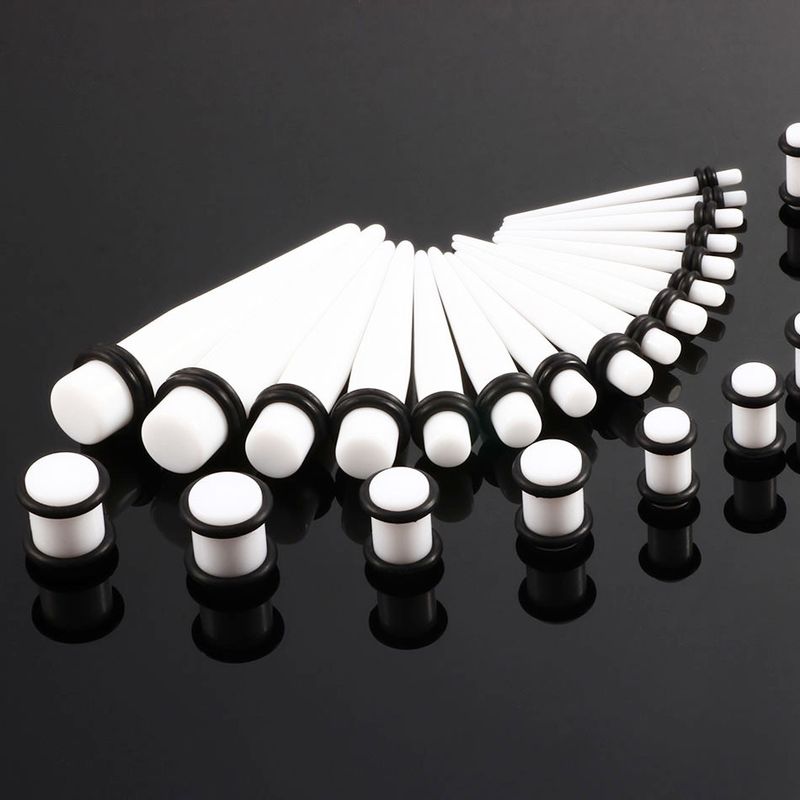 Conjunto de acrílico 36 peças/lote brincos extensores de orelha 14G-00G joias piercing_voghion.com