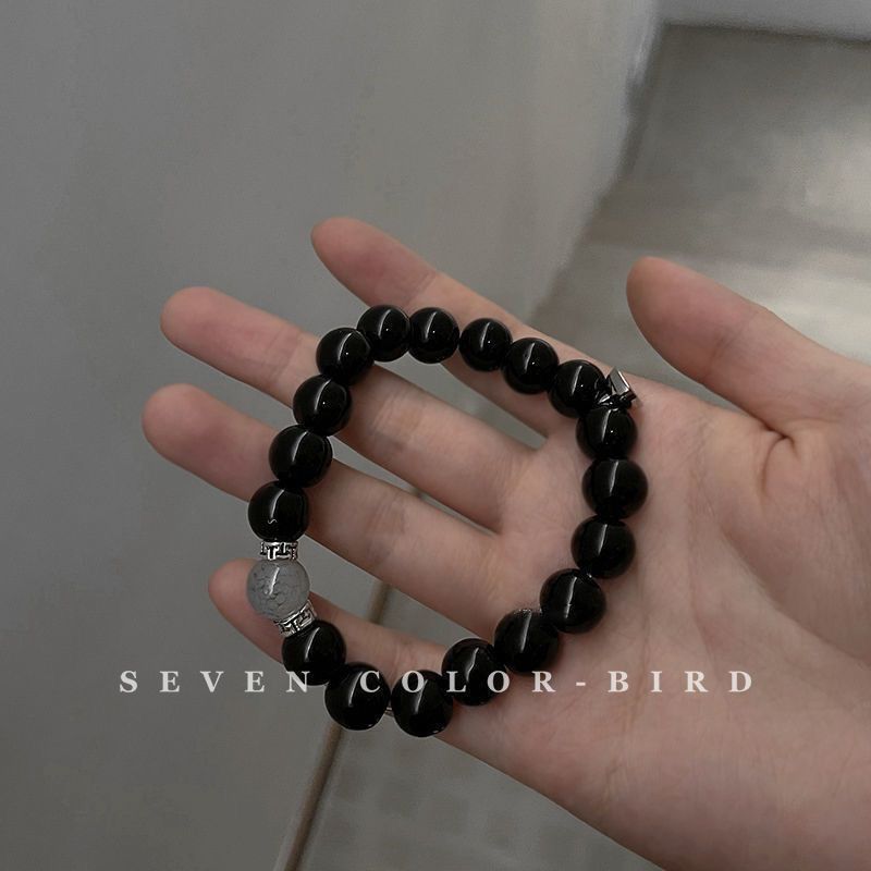 Schwarze Perlen im Pärchenstil Instagram, Nischendesign, minimalistisch, beste Freundin, Studentenarmband, weiblich_voghion.com