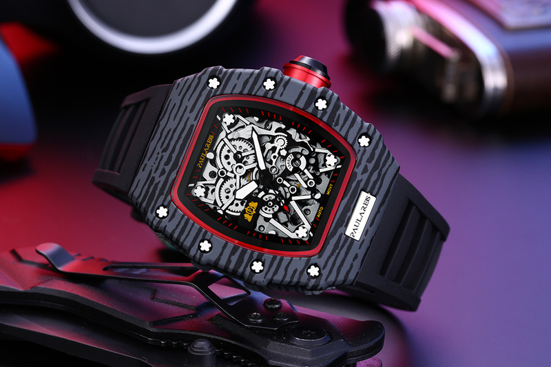 Full Automatic Mechanical Luminous Tape Richard Barrel Men's Watch_voghion.com