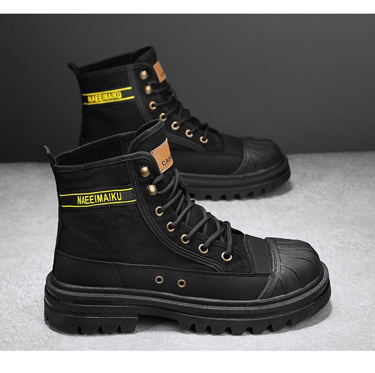 Martin Boots Herren High Top Spring Dickbesohlte Canvas Freizeitstiefel Herren Arbeitskleidung All Match Motorradstiefel_voghion.com