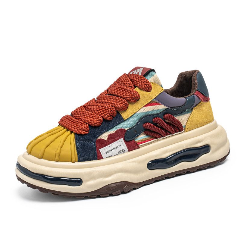 Shell 2025 Sommer Neue Dünne Herrenschuhe Trendy Color Block Dopamin Big Toe Casual Sneakers Dicke Sohle Höhe Erhöhen_voghion.com