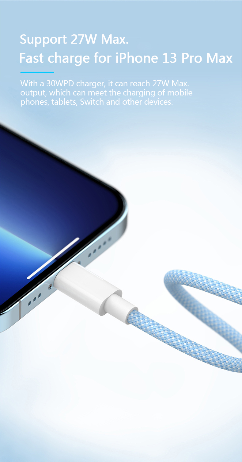 PD 20W USB cable for iPhone Type C to 8-pin charger Quick charging cable for iPhone 13 Pro Max USB C data cabl_voghion.com
