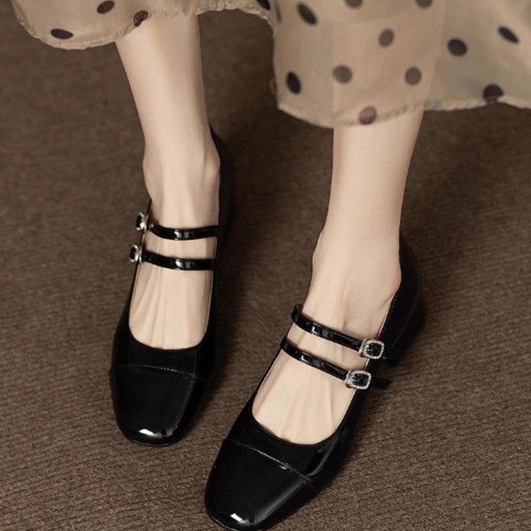 Internet Berühmte Französisch Silber Einzelnen Schuh frauen Dicke Heels 2025 Frühling Und Herbst Quadratische Zehe Flach Cut Eine Linie_voghion.com