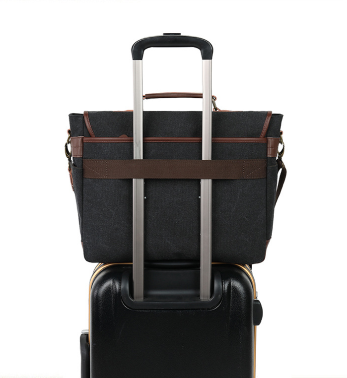 Canvas men's handheld shoulder crossbody bag, 15.6-inch computer briefcase_voghion.com