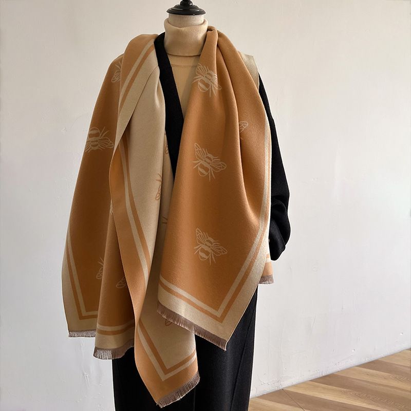 Nuovo autunno e inverno grande marchio stile tendenza sciarpa stampa ape alla moda capospalla scialle cashmere sciarpa calda spessa_voghion.com