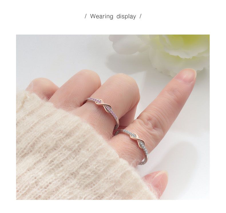 Women's Jewelry S925 Silver Ring Small Fresh Lucky 8 Shaped Ring Inlaid With Zircon Simple And Fashionable Single Row Tail Ring_voghion.com