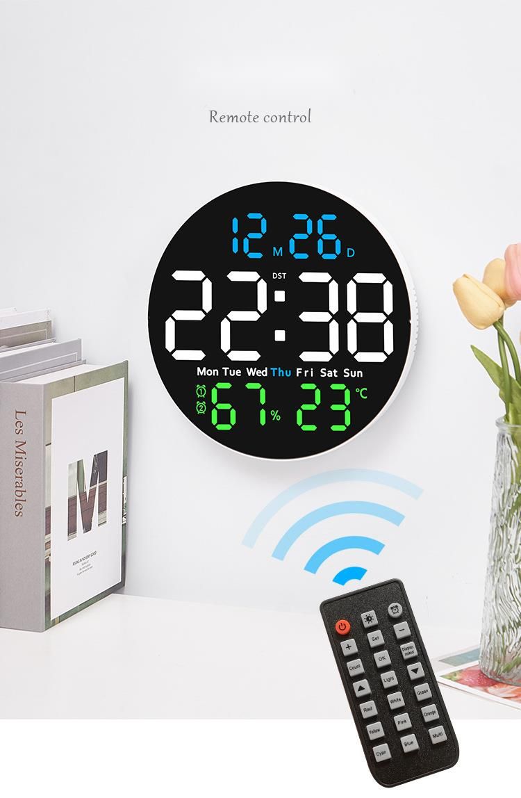 New Living Room Wall With Night Light Electronic Multifunctional Home Temperature Humidity Silent Clock 6672_voghion.com