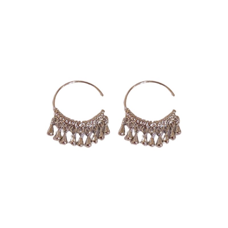 Orecchini di alta qualità con nappe in metallo a forma di C, design minimalista a goccia d'acqua, ganci, gioielli versatili alla moda._voghion.com