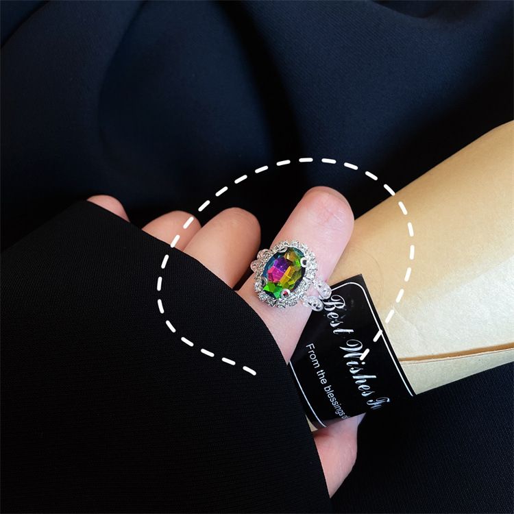 Handwoven Transparent Flower Minimalist Spring Summer New Sweet Fresh Beaded Elastic Ring Women's Jewelry_voghion.com