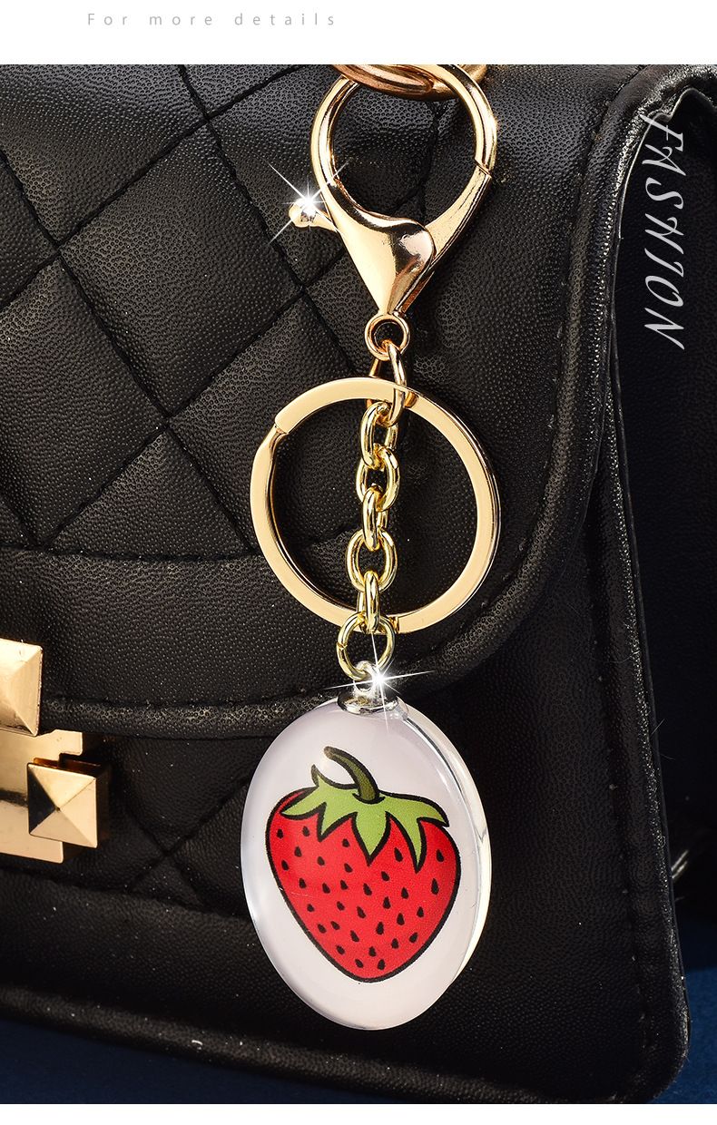 Portachiavi a forma di fragola con frutta di cristallo, nuovo ciondolo per borsa alla moda e molto venduto_voghion.com