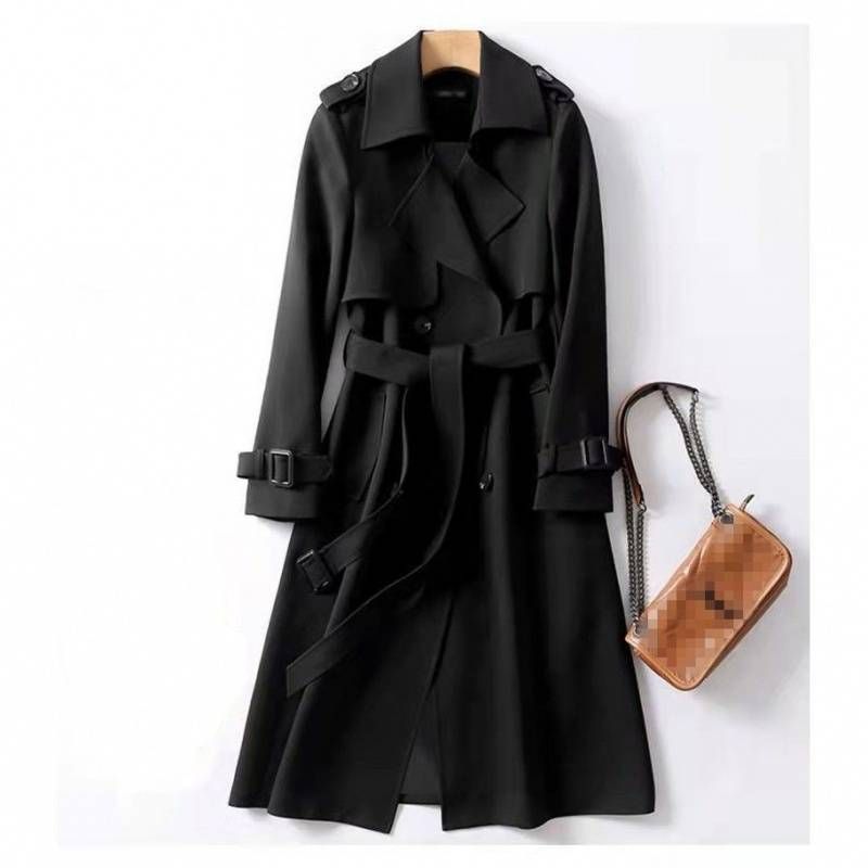 Windbreaker Women's Mid-Length 2024 Spring And Autumn New Korean Version Plus Size Petite Trendy British Style Overcoat_voghion.com