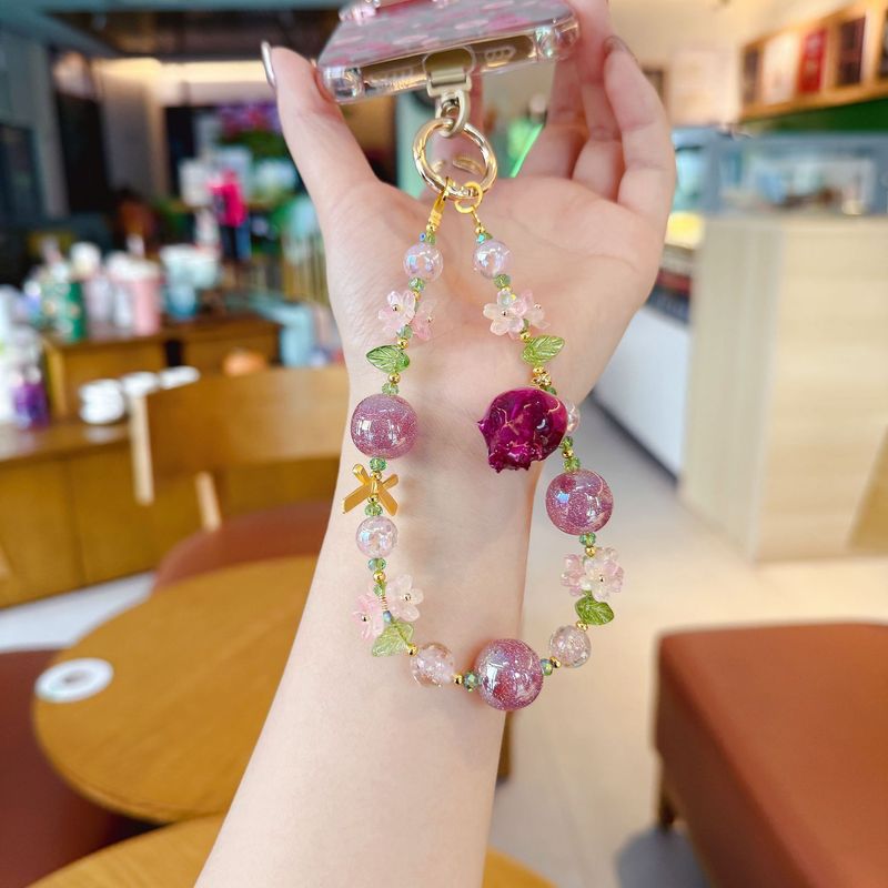 CyberGear Armband im minimalistischen Stil, Accessoires, Anti-Verlust-Etui, Perlenanhänger, ewige Blume, Handykette, hochwertiges Tragegefühl_voghion.com