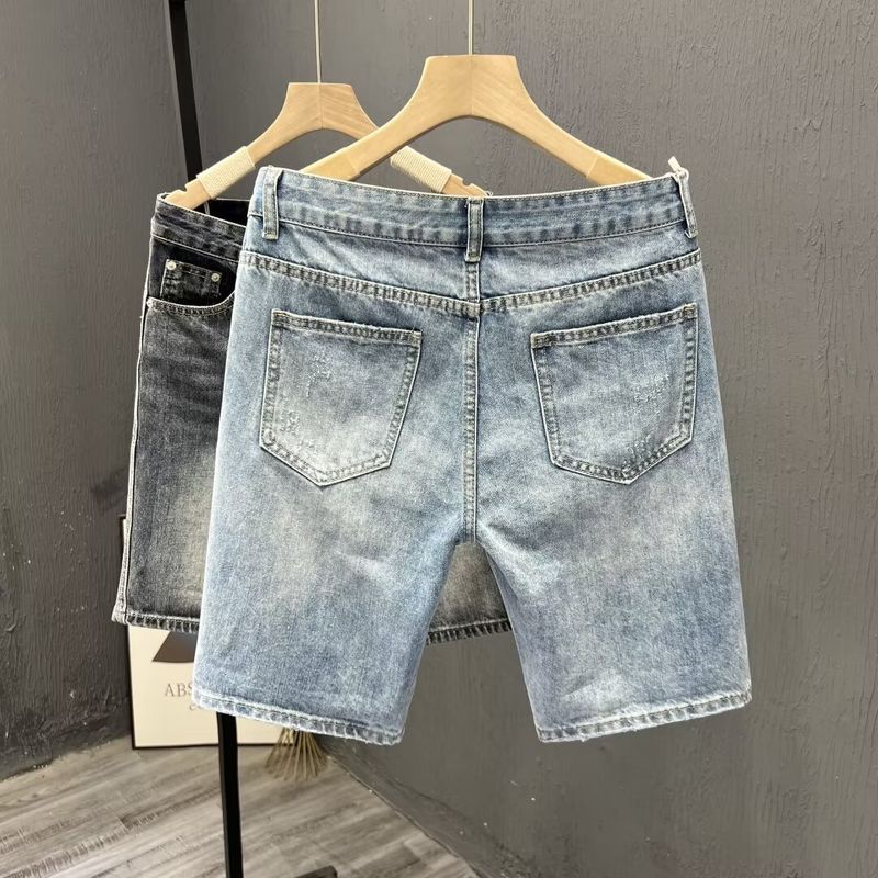 Herrenbekleidung 2024 High Street Denim Shorts Herrendesign Nischen-Sommer-Shorts Herren-Lockere mittellange Hose Einteiler Dropshipping_voghion.com