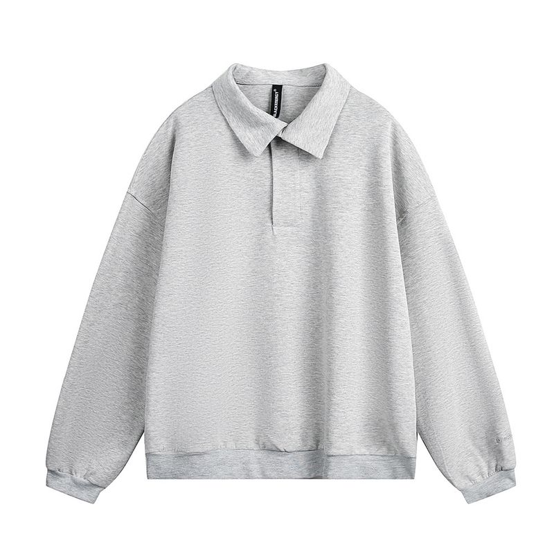 Felpa semplice, versatile, ampia, con colletto rovesciato, stile americano, alla moda, casual, lunga, da uomo, per primavera e autunno_voghion.com