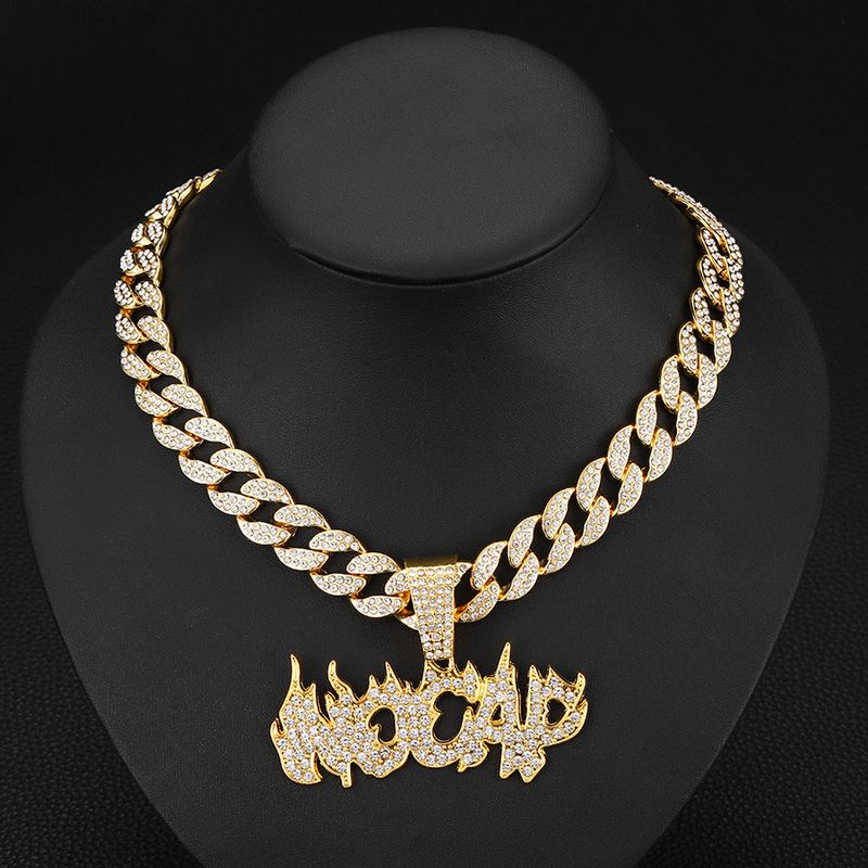 Flame Pendant, Letter Pendant Necklace, Personalized Men's Cuban Chain, Color Options_voghion.com