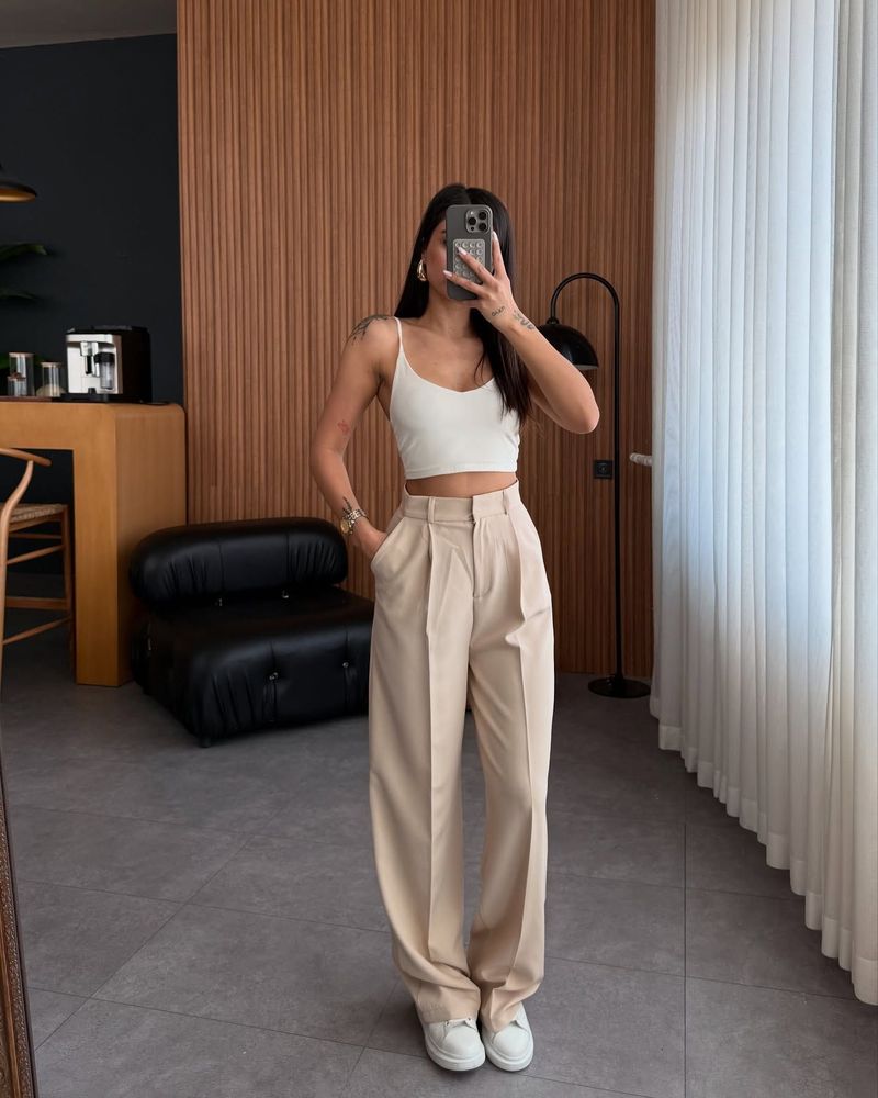 Pantalones cargo elegantes de tiro medio para mujer: cómodos pantalones rectos con un ajuste favorecedor, versátiles para uso informal y de trabajo._voghion.com