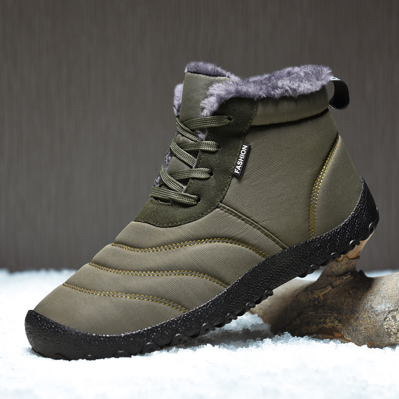 Herbst/Winter-Schneestiefel für Herren mit Fleecefutter, warme Baumwolle, zum Hineinschlüpfen, hohe Schnürschuhe mit Polsterung_voghion.com
