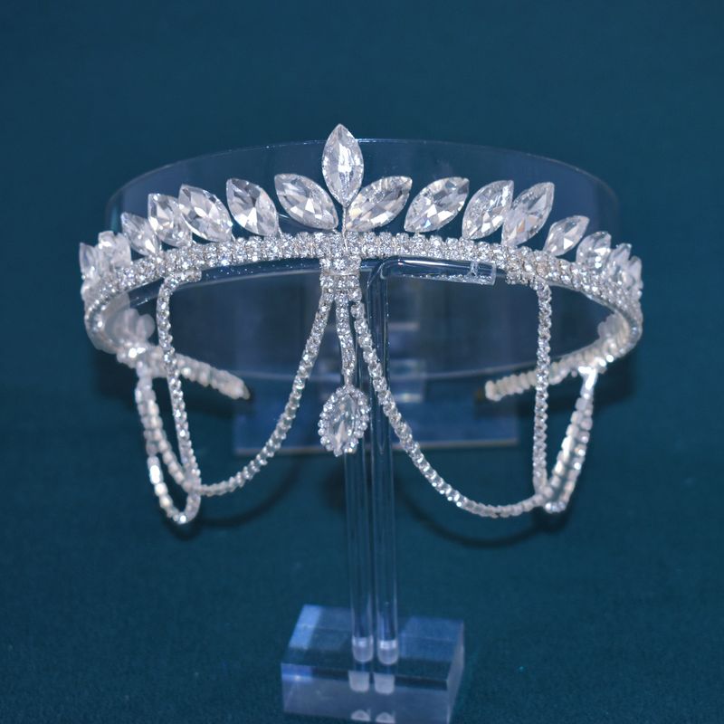 Kvinders smykkesæt Mode brude pandebånd hovedbeklædning kvast hængende rhinsten pandekæde krone hår tilbehør Hårbånd hår krone_voghion.com