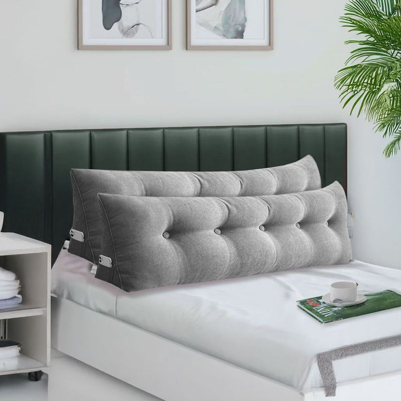 SOGA 2X 180cm Silver Triangular Wedge Bed Pillow Headboard_voghion.com