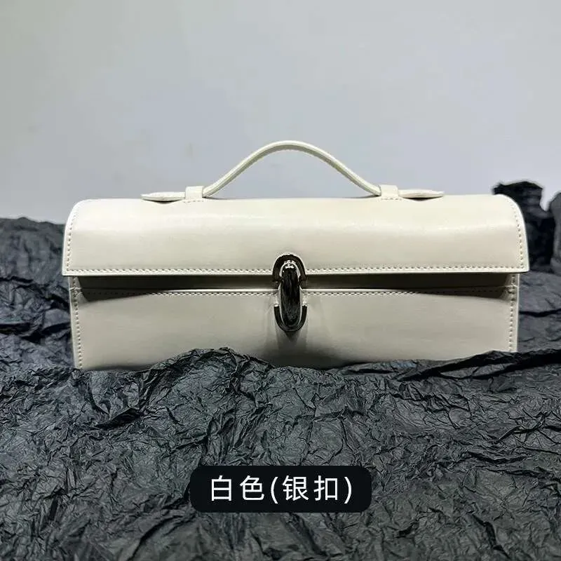 Brand Genuine Leather Tote New Women's Simple Handbag Small Square Baguette Bags High Quality Savette Symmetry Slim Bag_voghion.com