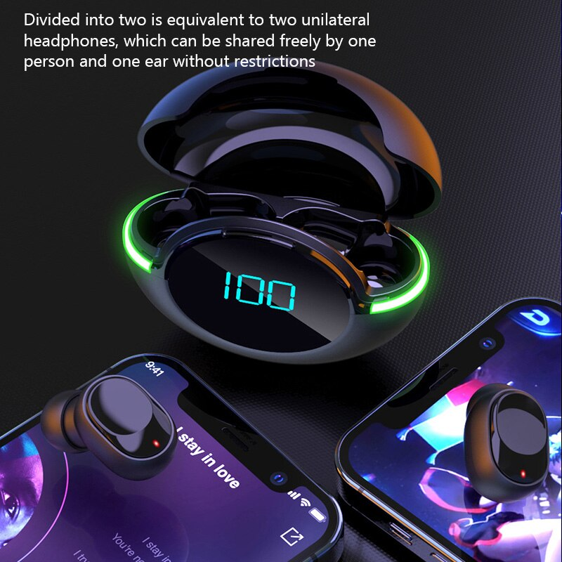 TWS Bluetooth 5.1 Earphones Wireless Headphones Stereo Headset Noise Cancelling Sports Earbuds With Mic For IOS Android Y80_voghion.com
