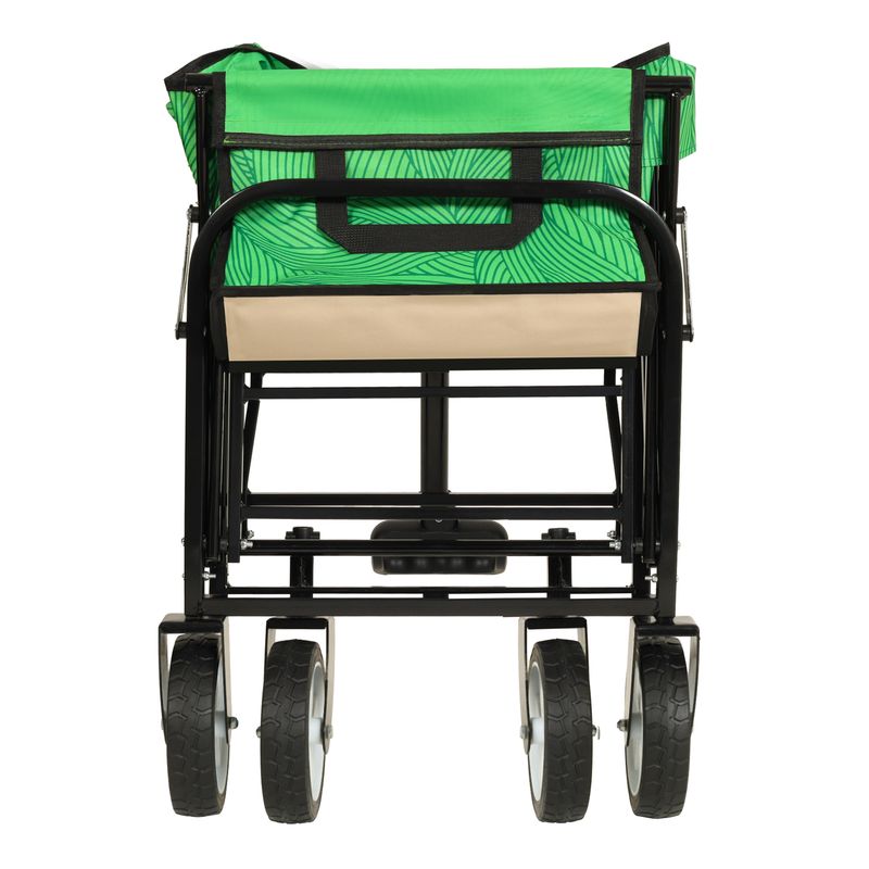 Minimeetall Colorful Collapsible Foldable Wagon Cart With Strapping System, Beach Wagon ,Utility Wagon Grocery Cart Camping Shopping Sports Gardeing Fishing Supports 225lbs,green Line_voghion.com
