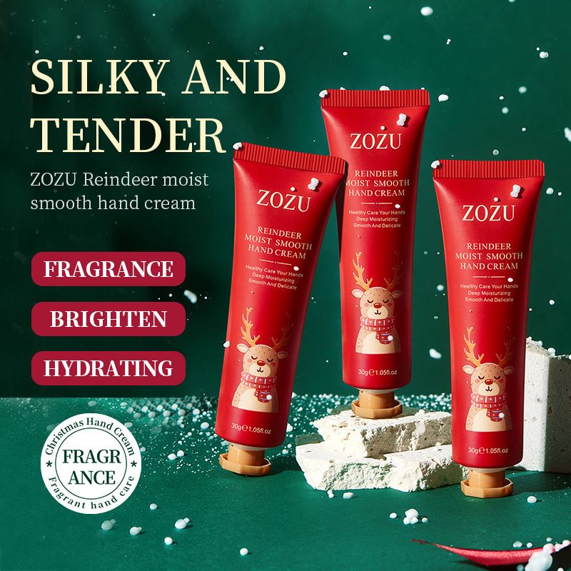 ZOZU Christmas Reindeer Smooth Hand Cream Moisturizing Full English, Non greasy in Autumn and Winter_voghion.com