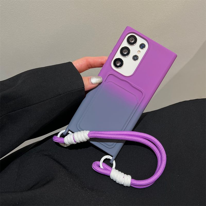 Handgelenkschlaufe Lanyard Gradienten Karte Tasche Telefon Fall Für Samsung S24 Ultra S23 FE S22 Plus A55 A54 A52 A35 A15 A14 a13 A12 A05 Abdeckung_voghion.com