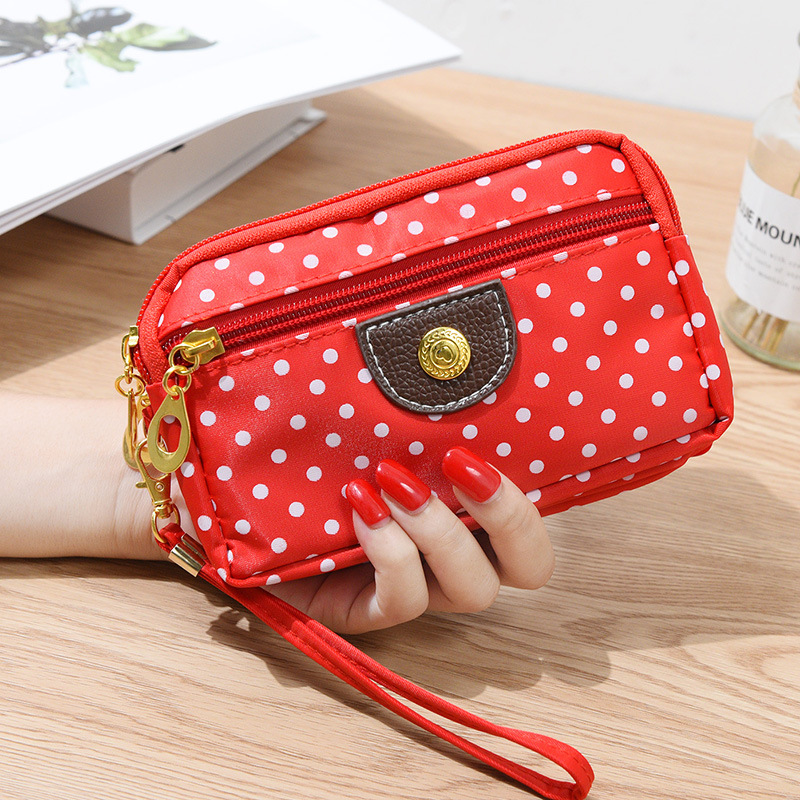 Four-Zipper Nylon Fabric Clutch Short Wallet For Women, Coin Purse, Key Holder, Large Screen Phone Wristlet, Small Bag,_voghion.com