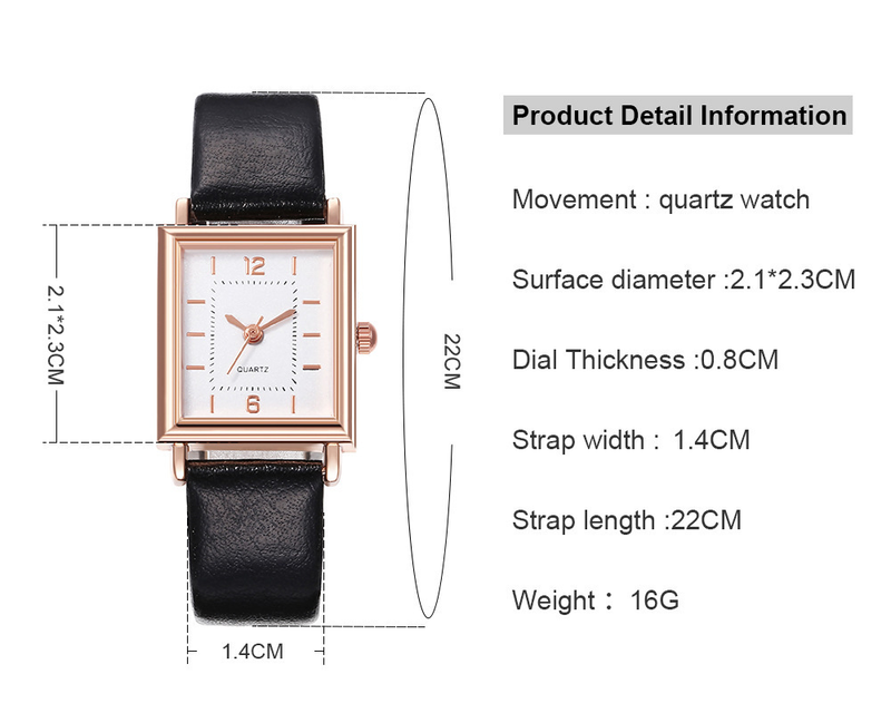 Neue Damen-Quarzuhr mit quadratischem Gehäuse, Roségold, digitale Waage und Gürtel_voghion.com