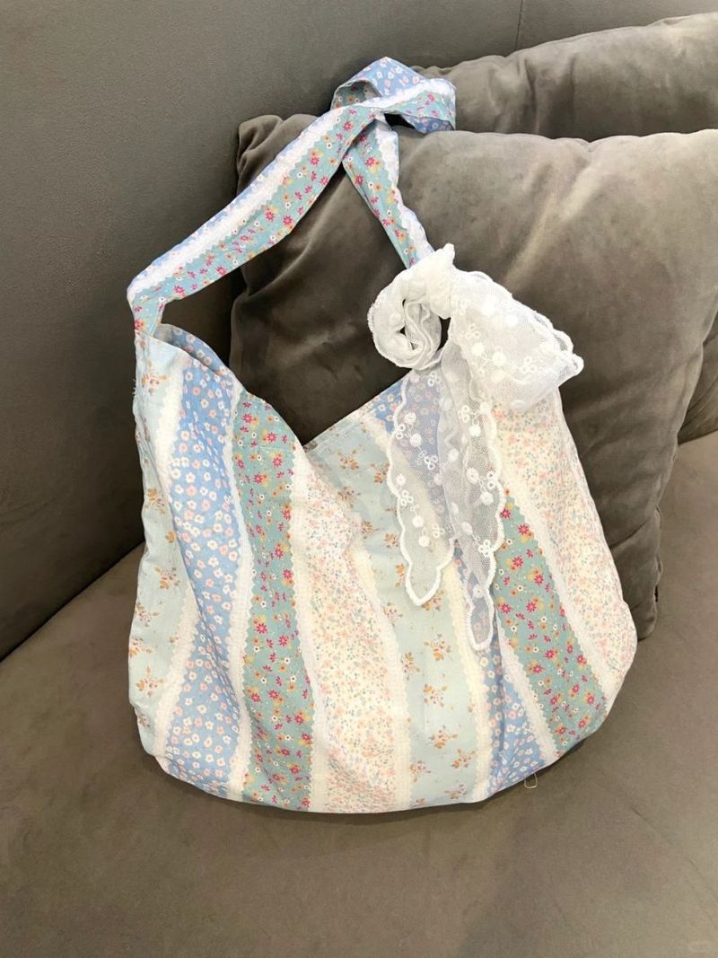 Borsa da spiaggia in tela pieghevole portatile di grande capacità, con fiori francesi, estate 2025_voghion.com