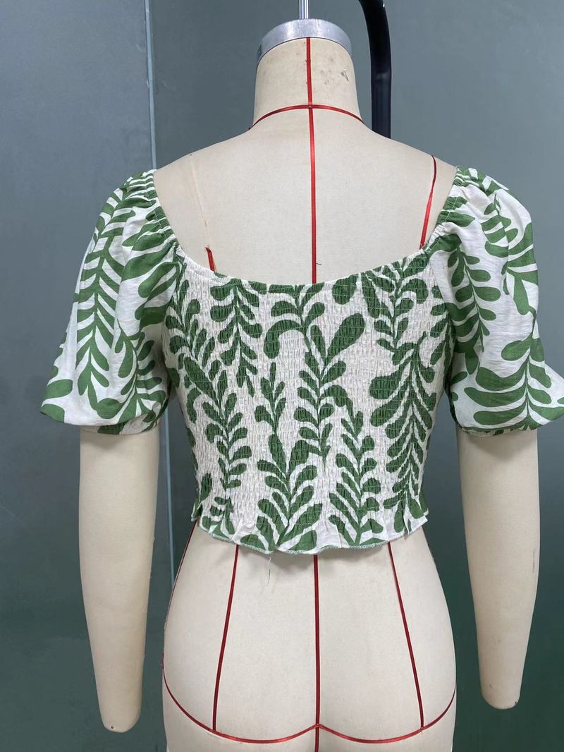 Ropa de mujer Camisa corta con volantes de corte ajustado Camisas_voghion.com
