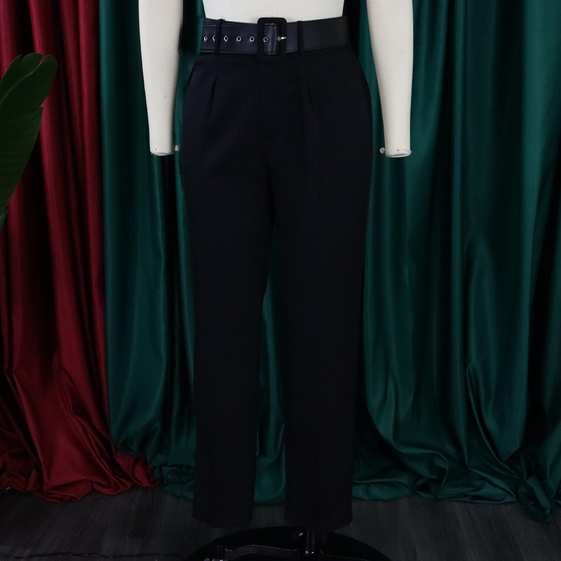 Freizeithose mit hoher Taille, Slim-Fit-Anzughose, Damenhose, Herbst-Berufshose_voghion.com