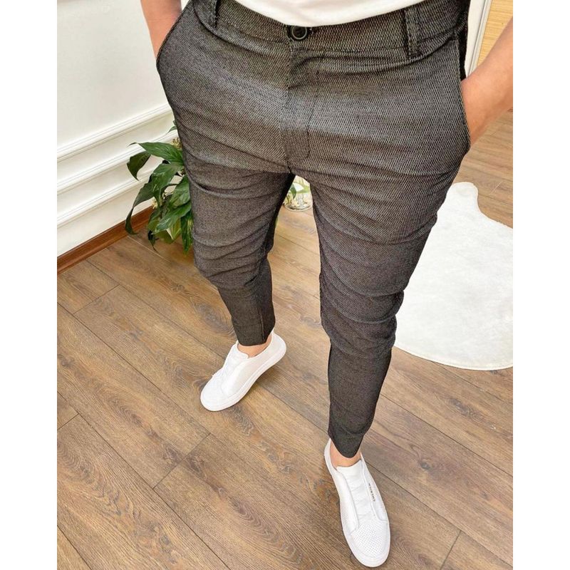 Men's Clothing High Elastic Four Season Texture Button Casual Pants Pants_voghion.com