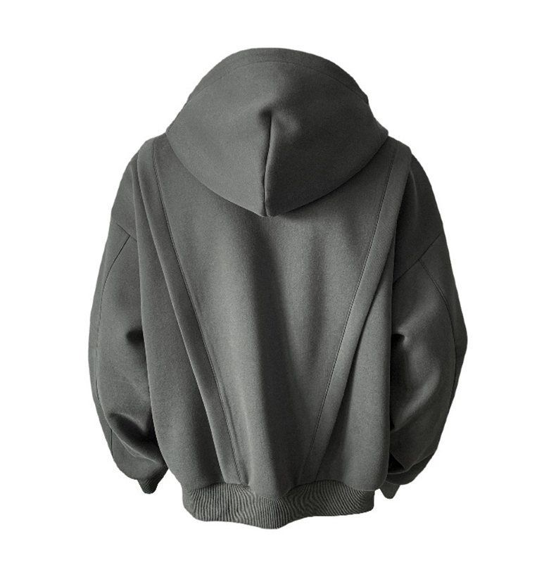 Sweat à capuche zippé rétro pour homme – Sweat-shirt oversize avec poche, doublure polaire légère, style streetwear décontracté pour l'automne et l'hiver_voghion.com