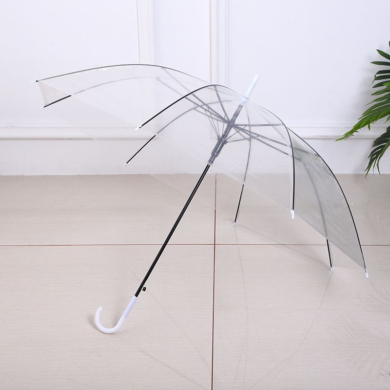Transparenter Regenbogen mit langem Griff für Schüler, Kinder und Erwachsene, farbiger Regenschirm mit gerader Stange und 8-Knochen-Aufdruck_voghion.com