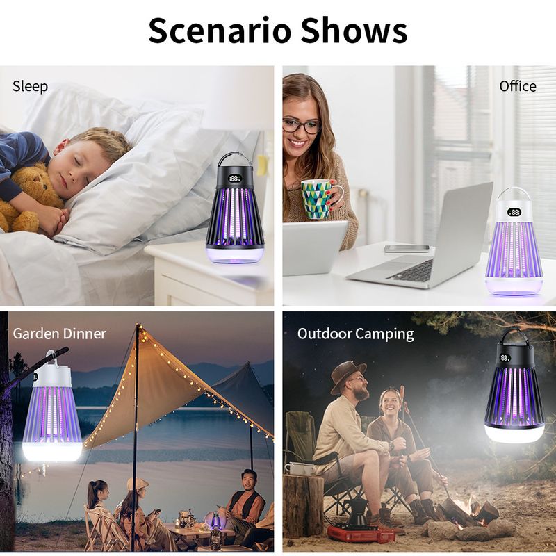 Lampada antizanzare per interni, silenziosa, due in uno, trappola per zanzare automatica, lampada da campeggio per esterni, zanzariera da campeggio_voghion.com